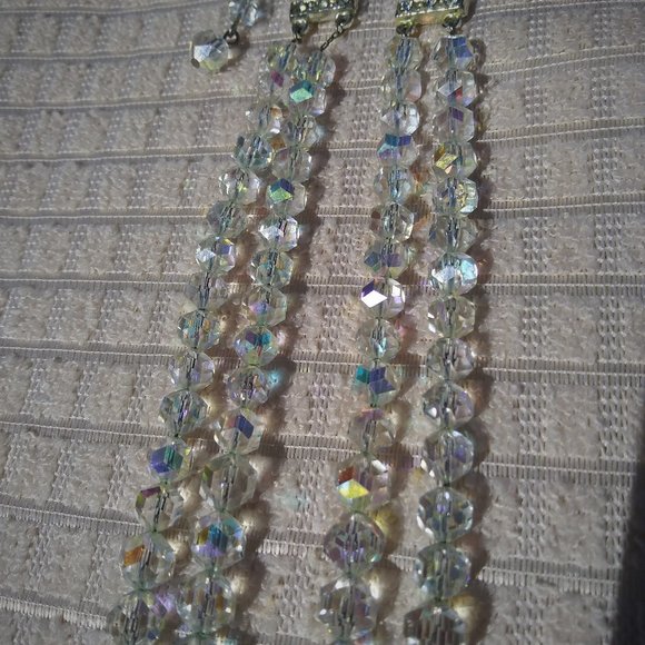 Vintage Double Strand Graduated Crystal Necklace 16 3/4" - Picture 8 of 10